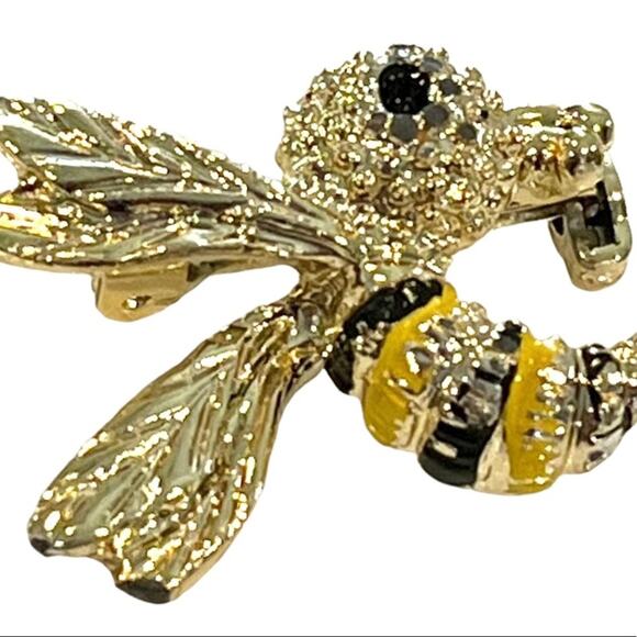 American Vintage GERRYS BEE PIN BROOCH Insect Wasp Hornet Gold 1” Signed - Picture 1 of 3